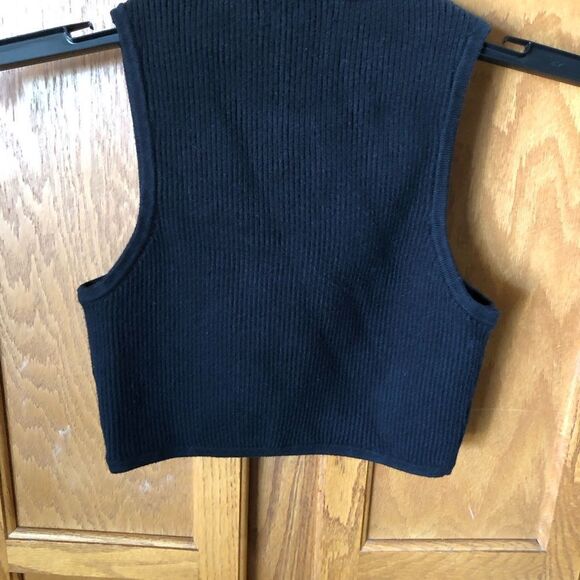 Brooklyn Karma Ribbed Cashmere Blend Sleeveless Crop Sweater - S - Picture 8 of 12